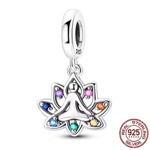 Chakra Lotus Meditation Charm – 925 Sterling Silver
