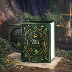 Green Witch Book Shaped Mug