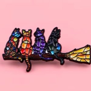 Stained Glass Cat Brooch